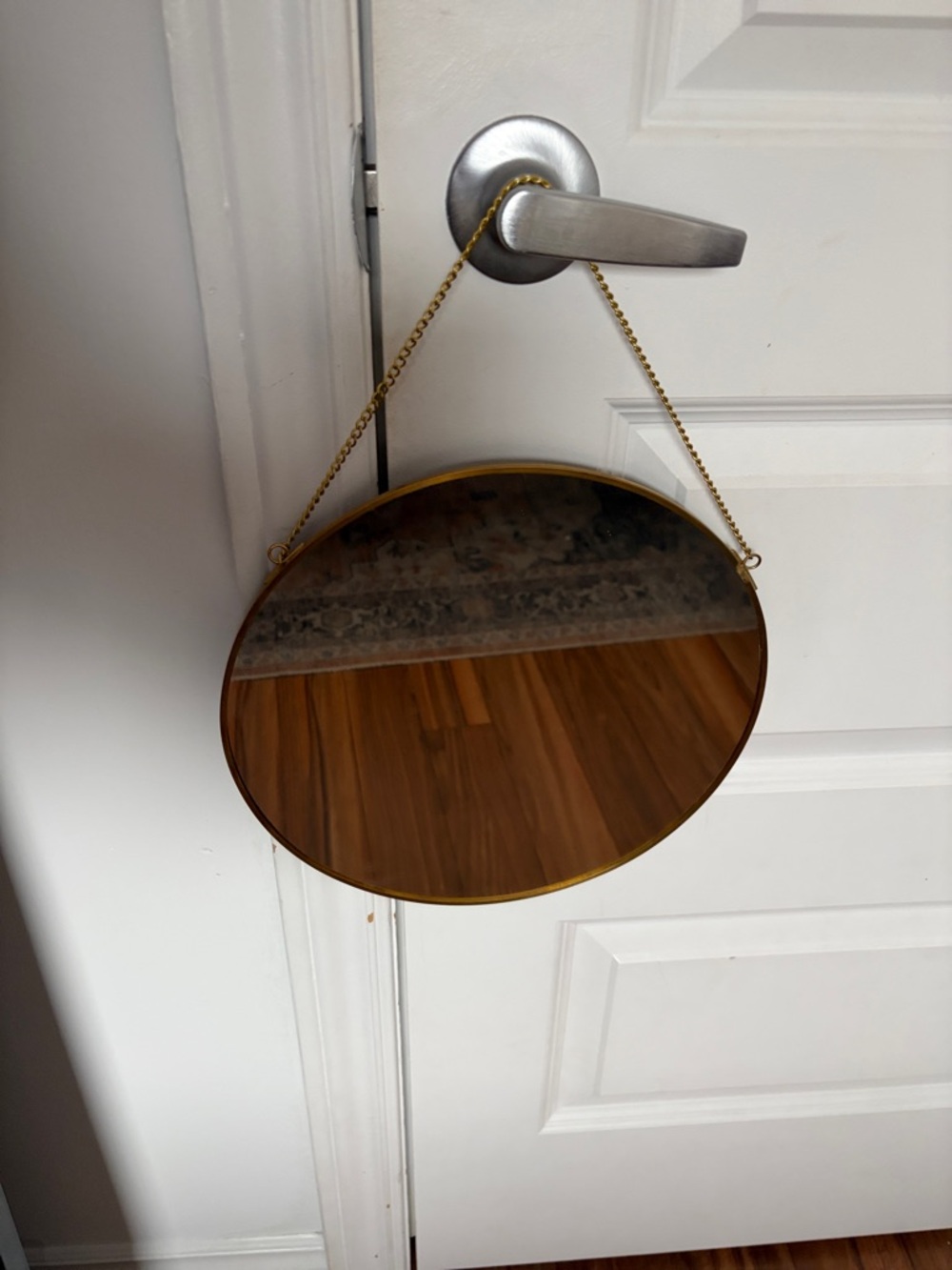 Amazon Gold Round Hanging Mirror with Amber-Tinted Glass